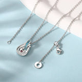 925 Silver Mother & Son Horseshoes Pendant Necklaces