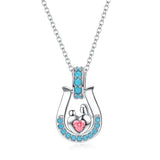 925 Silver Mother & Son Horseshoes Pendant Necklaces