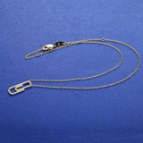 925 Sterling Silver Paper Clip Dangle Pendant Necklace Clear CZ Choker Collar