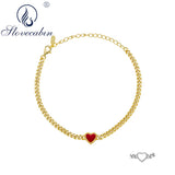 925 Silver Heart Cuban Link Chain Bracelet for Women
