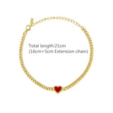 925 Silver Heart Cuban Link Chain Bracelet for Women