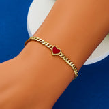 925 Silver Heart Cuban Link Chain Bracelet for Women