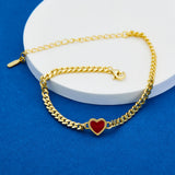 925 Silver Heart Cuban Link Chain Bracelet for Women