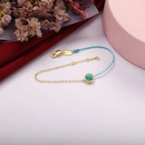 925 Silver Turquoise Crystal Rope-Link Chain Bracelet Women's Jewelry