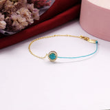 925 Silver Turquoise Crystal Rope-Link Chain Bracelet Women's Jewelry