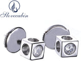 925 Silver Zircon Square Stud Earrings Crystal Jewelry Gift