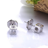 925 Silver Zircon Square Stud Earrings Crystal Jewelry Gift