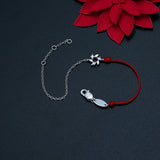 925 Sterling Silver Leaves Link Chain Redling Bracelet