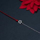 925 Sterling Silver Leaves Link Chain Redling Bracelet