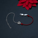 925 Sterling Silver Leaves Link Chain Redling Bracelet
