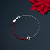 925 Sterling Silver Leaves Link Chain Redling Bracelet