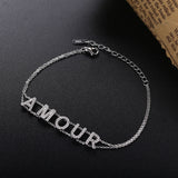 925 Silver Name Femme Bracelets Double Chain For Girls Christmas Gift