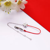 Silver 925 Butterfly Enamel Link Chain & Red Rope Bracelet