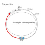 Silver 925 Butterfly Enamel Link Chain & Red Rope Bracelet