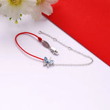 Silver 925 Butterfly Enamel Link Chain & Red Rope Bracelet