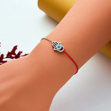 Silver 925 Evil Eye Half Link Chain & Half Red Rope Crystal Bracelet