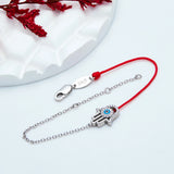 Silver 925 Evil Eye Half Link Chain & Half Red Rope Crystal Bracelet