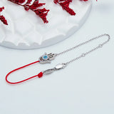 Silver 925 Evil Eye Half Link Chain & Half Red Rope Crystal Bracelet