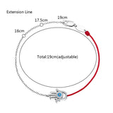 Silver 925 Evil Eye Half Link Chain & Half Red Rope Crystal Bracelet