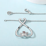 Silver 925 Ring Holder Necklace Birthstone Hug Pendant Adjustable Chain