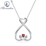 Silver 925 Ring Holder Necklace Birthstone Hug Pendant Adjustable Chain