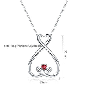 Silver 925 Ring Holder Necklace Birthstone Hug Pendant Adjustable Chain