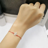 925 Silver Red Rope Anchor Bracelet Friendship Crystal Zircon Lucky Armband
