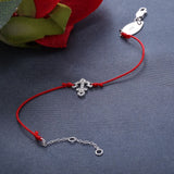 925 Silver Red Rope Anchor Bracelet Friendship Crystal Zircon Lucky Armband