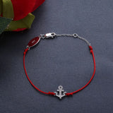 925 Silver Red Rope Anchor Bracelet Friendship Crystal Zircon Lucky Armband