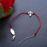925 Silver Red Rope Anchor Bracelet Friendship Crystal Zircon Lucky Armband