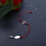 925 Silver Red Rope Anchor Bracelet Friendship Crystal Zircon Lucky Armband