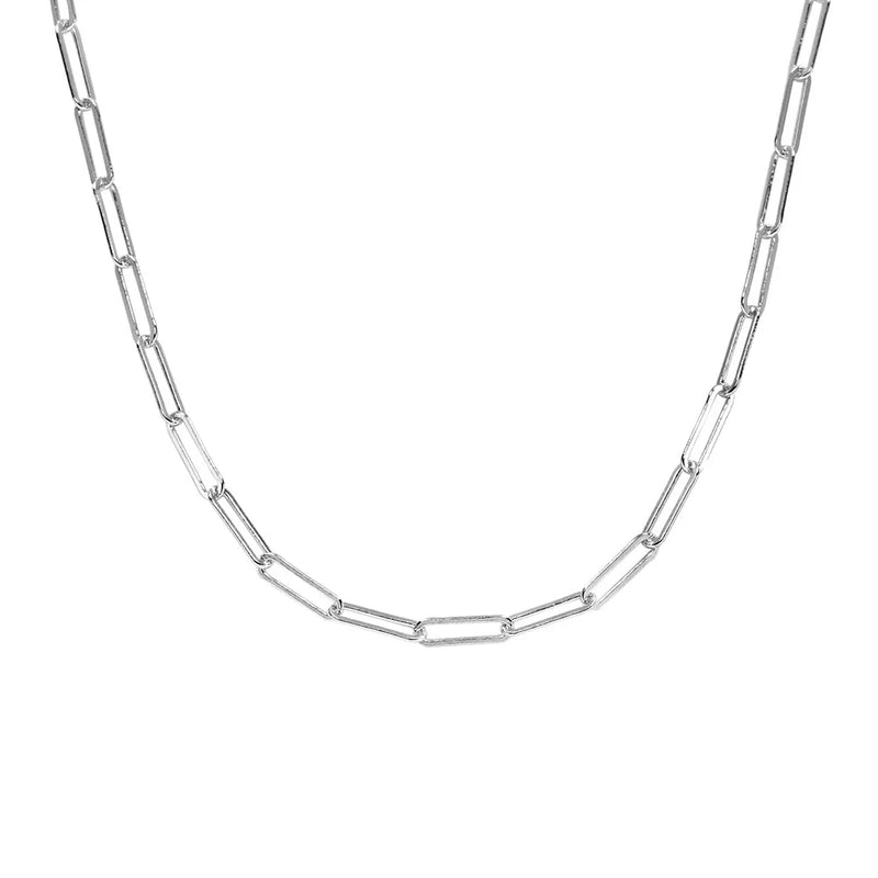 Sterling Silver Paperclip Link Chain Necklace Punk Rock Jewelry