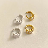 3-Zircon 18K 925 Silver Ear-Bone Hoop Earrings C-C951
