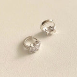 3-Zircon 18K 925 Silver Ear-Bone Hoop Earrings C-C951