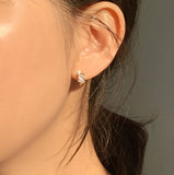 3-Zircon 18K 925 Silver Ear-Bone Hoop Earrings C-C951