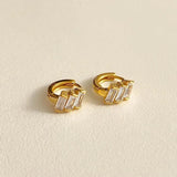 3-Zircon 18K 925 Silver Ear-Bone Hoop Earrings C-C951