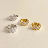 3-Zircon 18K 925 Silver Ear-Bone Hoop Earrings C-C951