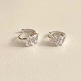3-Zircon 18K 925 Silver Ear-Bone Hoop Earrings C-C951