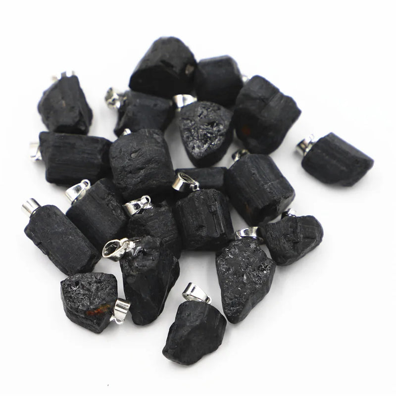 25PCS Natural Stone Tourmaline Pendants for DIY Jewelry Making