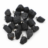25PCS Natural Stone Tourmaline Pendants for DIY Jewelry Making