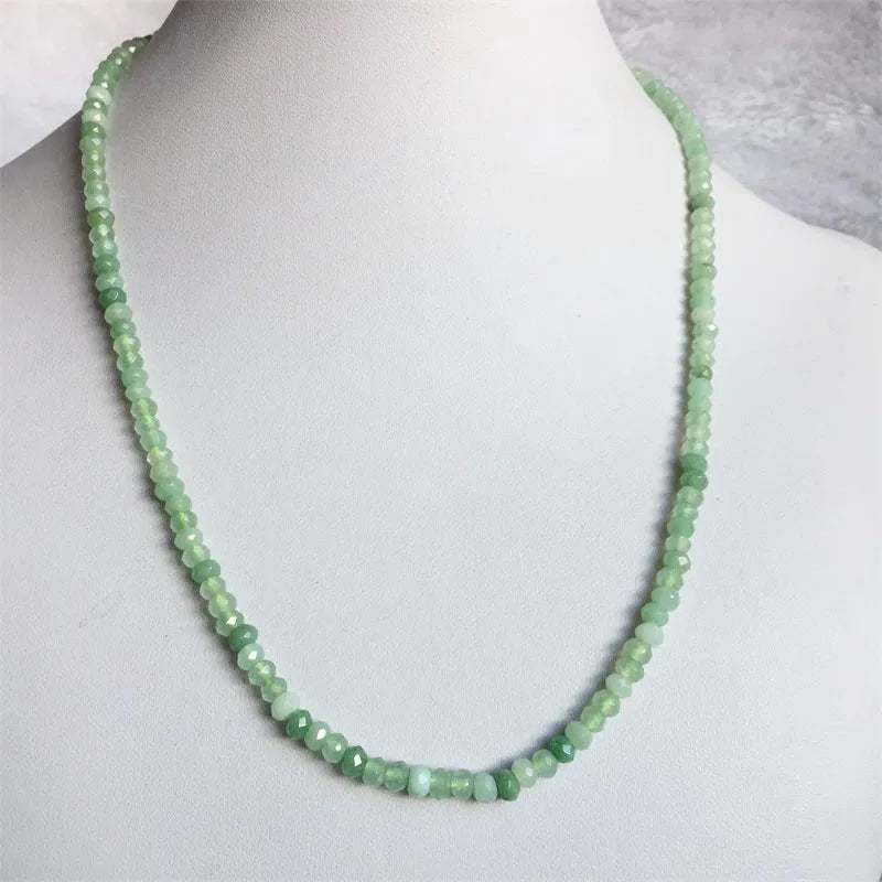 Green Prehnite Grape Jade Necklace Natural Stone Beaded Choker Collar