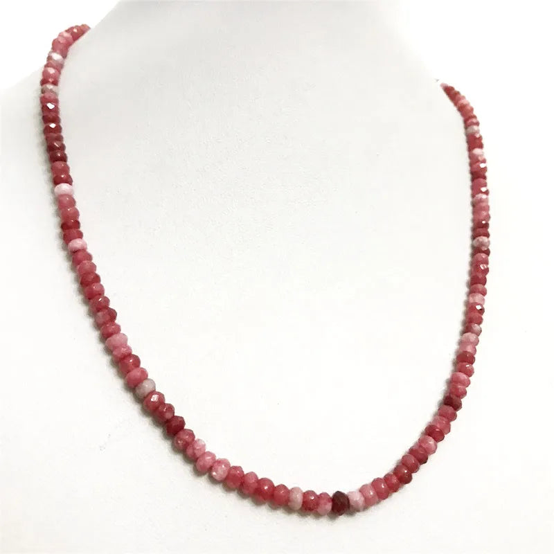 Faceted Ruby Jade Necklace for Women Natural Stone Choker Jewelry