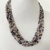 3MM Faceted Cacoxenite Rutilated Purple Lodolite Quartz Necklace
