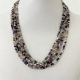 3MM Faceted Cacoxenite Rutilated Purple Lodolite Quartz Necklace