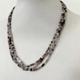 3MM Faceted Cacoxenite Rutilated Purple Lodolite Quartz Necklace