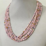 3MM Faceted Morganite Choker Necklace Natural Stone Beaded Gem Jewelry