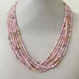 3MM Faceted Morganite Choker Necklace Natural Stone Beaded Gem Jewelry