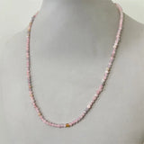 3MM Faceted Morganite Choker Necklace Natural Stone Beaded Gem Jewelry