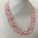 3MM Faceted Morganite Choker Necklace Natural Stone Beaded Gem Jewelry