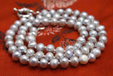 Gray Round Freshwater Pearl 17'' Necklace-nec6303